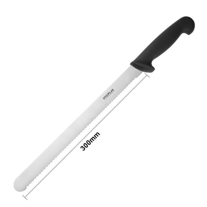 Hygiplas Serrated Slicer Black 305 mm  Professional Kitchen Knives