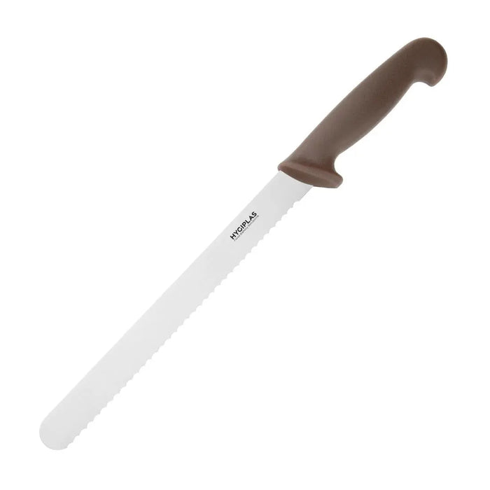 Hygiplas Serrated Slicer Knife Brown 250 mm  Professional Kitchen Knives