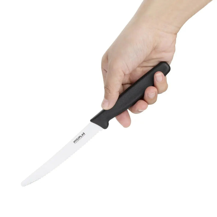 Hygiplas Serrated Tomato Knife Black 105mm  Professional Kitchen Knives