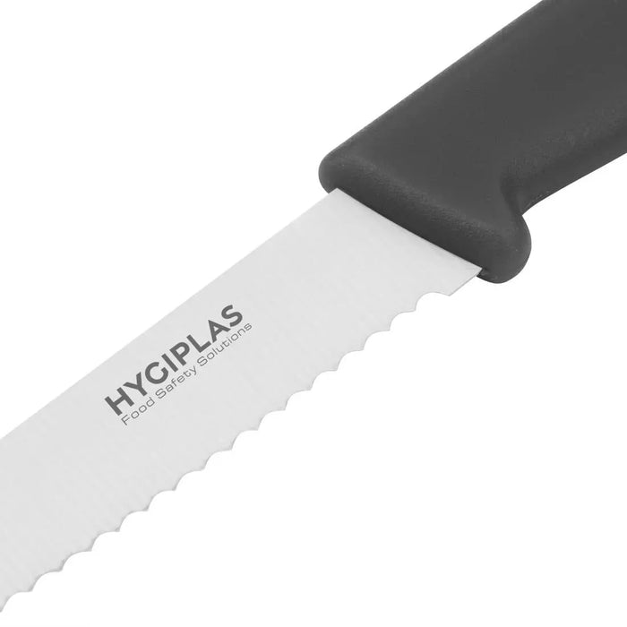 Hygiplas Serrated Tomato Knife Black 105mm  Professional Kitchen Knives