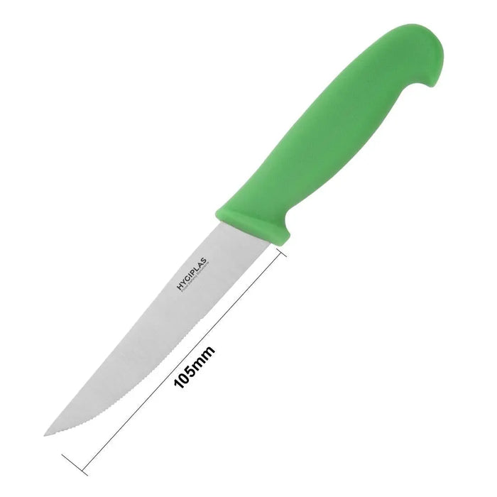 Hygiplas Serrated Vegetable Knife Green 105mm  Professional Kitchen Knives