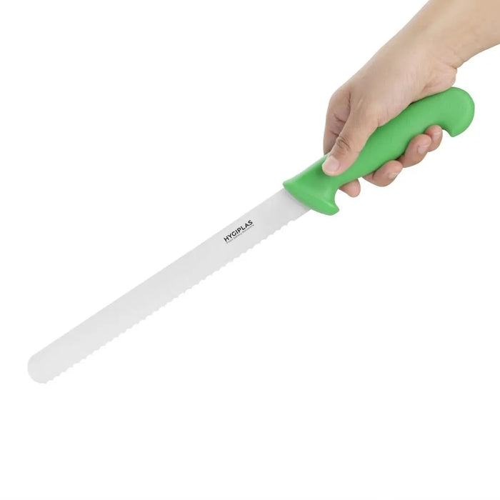 Hygiplas Slicer Serrated Green 250 mm  Professional Kitchen Knives