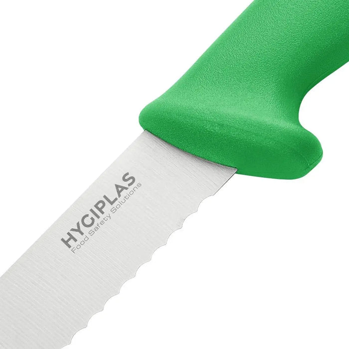 Hygiplas Slicer Serrated Green 250 mm  Professional Kitchen Knives