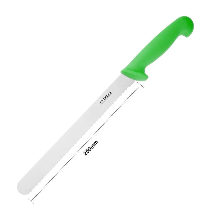 Hygiplas Slicer Serrated Green 250 mm  Professional Kitchen Knives