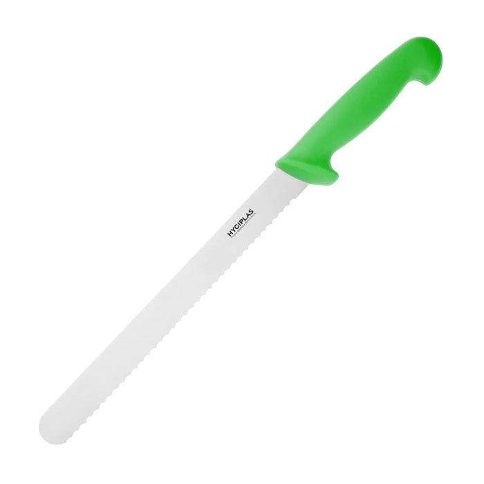 Hygiplas Slicer Serrated Green Knife 250mm - FX121 - Simply Hospitality NZ