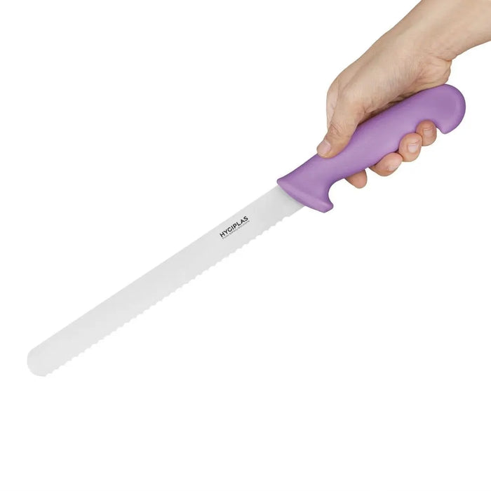 Hygiplas Slicer Serrated Purple 250 mm  Professional Kitchen Knives
