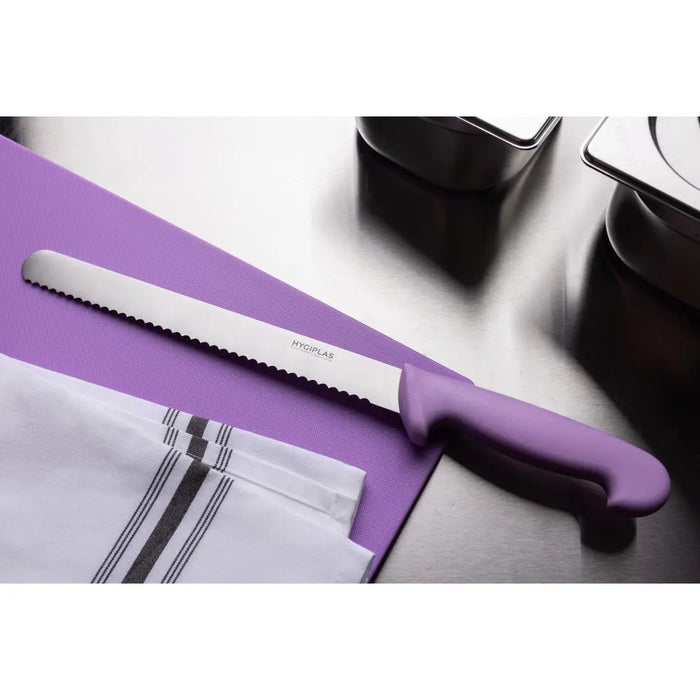 Hygiplas Slicer Serrated Purple 250 mm  Professional Kitchen Knives