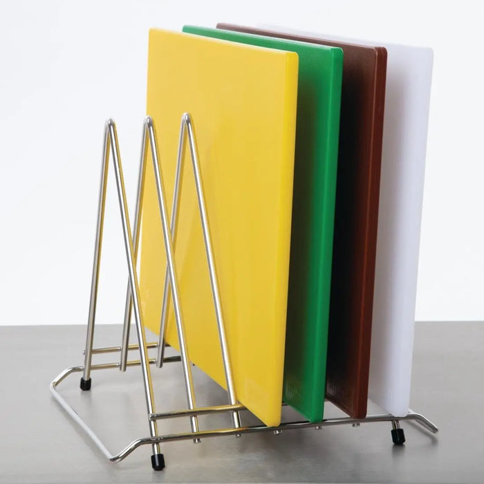 Hygiplas Stainless Steel Triangle Chopping Board Rack – 6 × 30 mm Slots  Chopping Boards and Racks