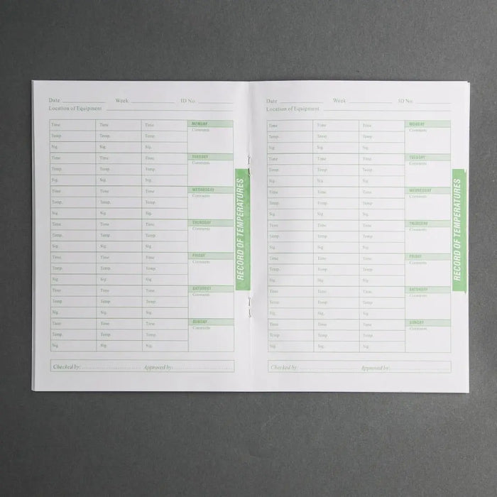 Hygiplas Temperature Log Book  Log Book