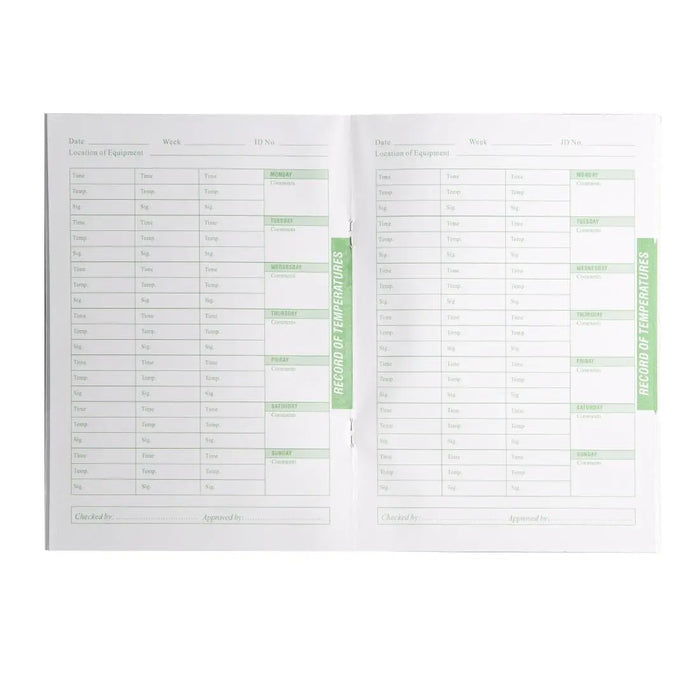 Hygiplas Temperature Log Book  Log Book