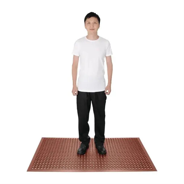 Jantex Rubber Grease-resistant Anti-Fatigue Mat Red - 1500 x 900mm