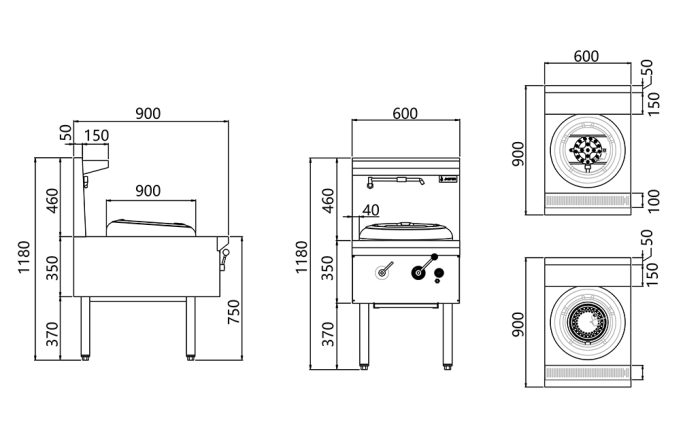 Jasper Single Wok Range Chimney Burner 600mm