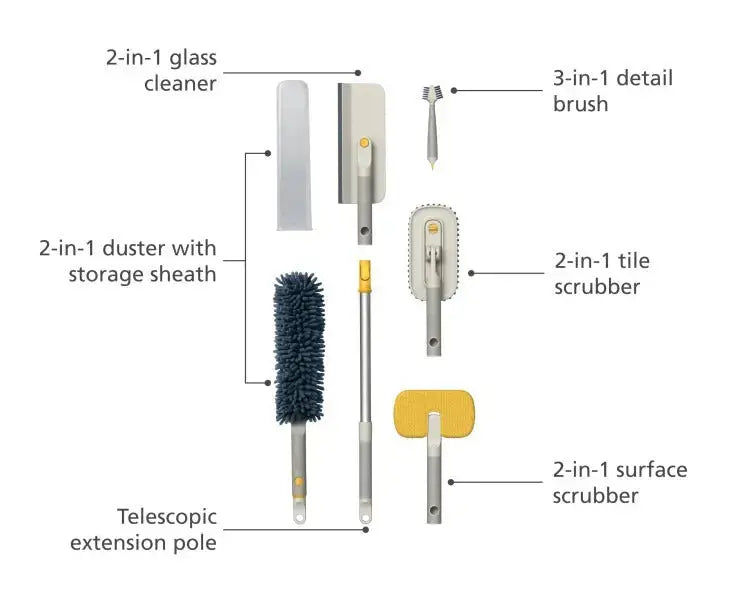 Joseph Joseph CleanTech Deep Cleaning Set with Extension Pole  Cleaning Supplies