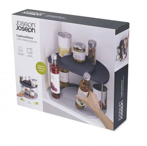 Joseph Joseph CupboardStore 2-Tier Rotating Organiser - Grey  Kitchen Organisers
