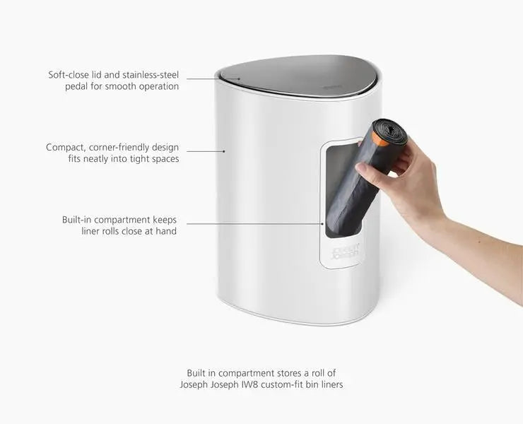 Joseph Joseph EasyStore 5L Bathroom Bin - Gloss White
