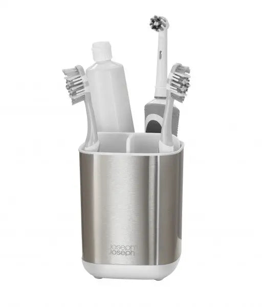 Joseph Joseph EasyStore Steel Toothbrush Caddy - White  Bathroom Organisers