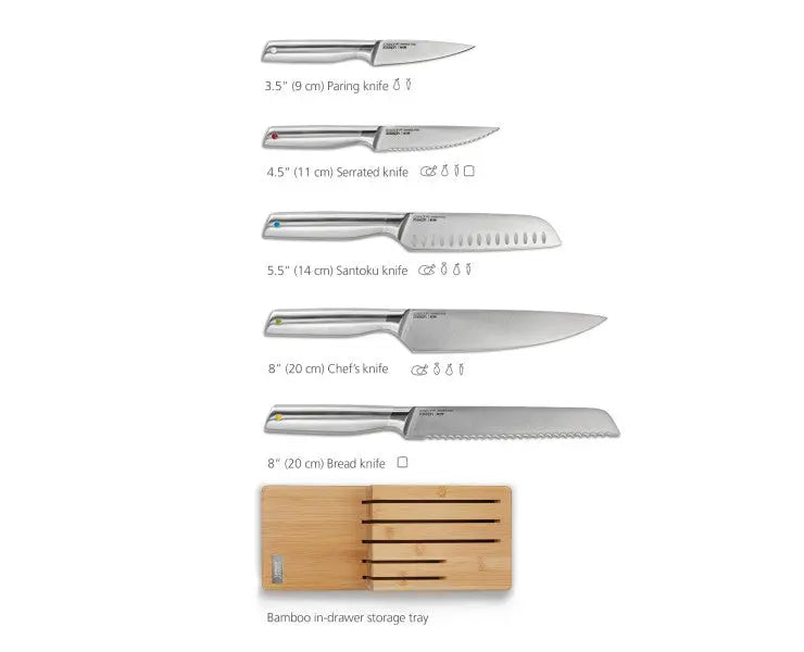 Joseph Joseph Elevate Steel Knives Bamboo Store 5 Piece Set  Knife Sets