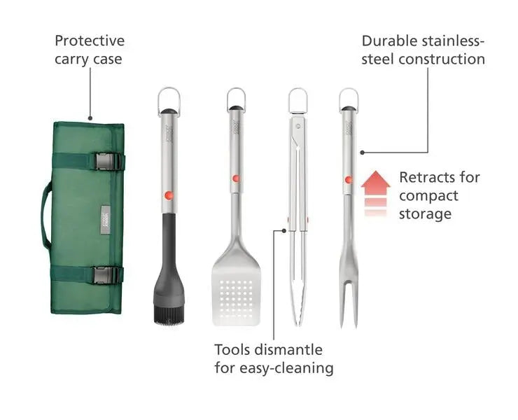 Joseph Joseph GrillOut 4-piece BBQ utensil set w. case