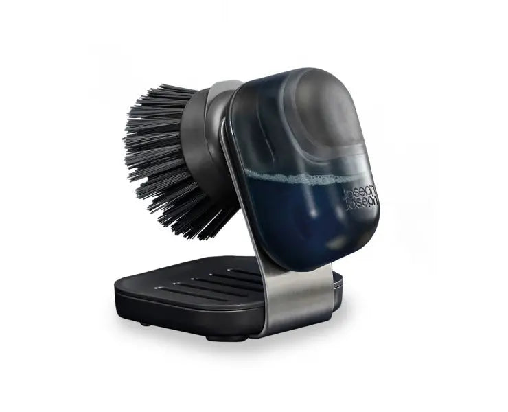 Joseph Joseph SinkTech Soap-dispensing palm brush with stainless-steel storage stand