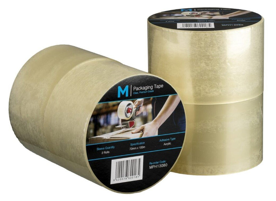 Matthews MPH13080 premium acrylic packaging tape clear 72mm x 100m x 55mu 24 rolls/box