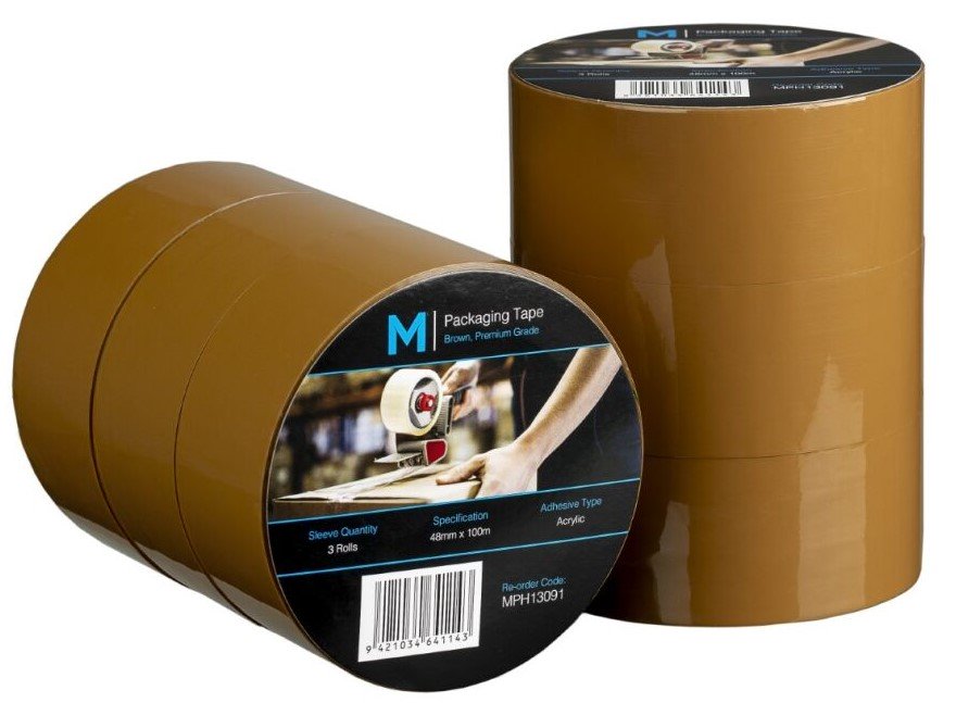 Matthews MPH13091 premium acrylic packaging tape brown 48mm x 100m x 55mu 36 rolls/box