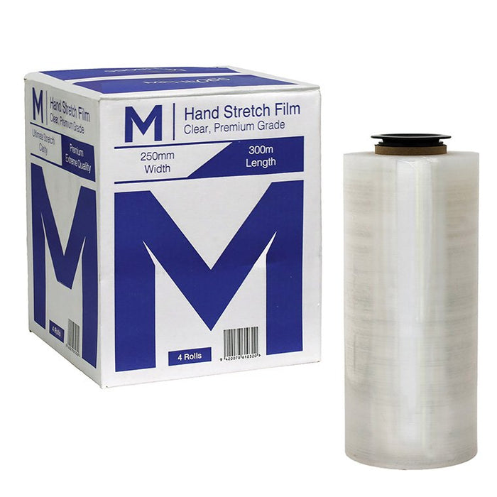 Matthews MPH8065 clear cast hand stretch film 250mm x 300m x 23mu box of 4
