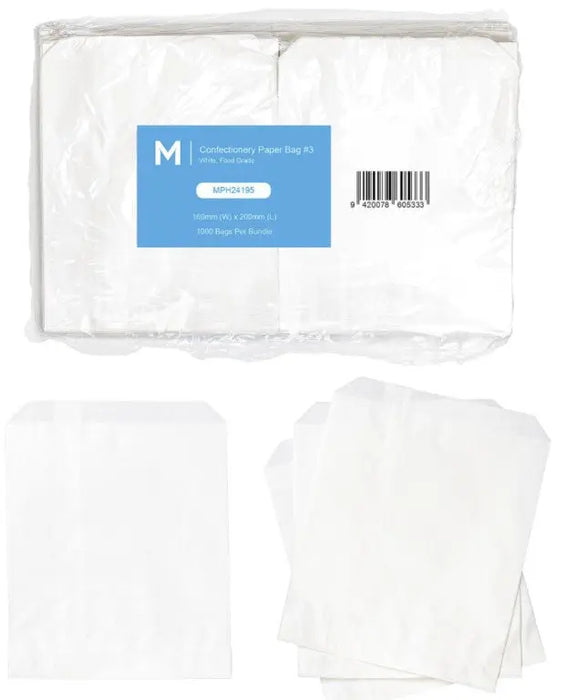 Matthews Flat White Confectionery Paper Bags  Paper Bags