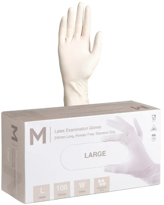 Matthews Latex White Diamond Gloves 8.0g - 10x100 Pack  Disposable Gloves