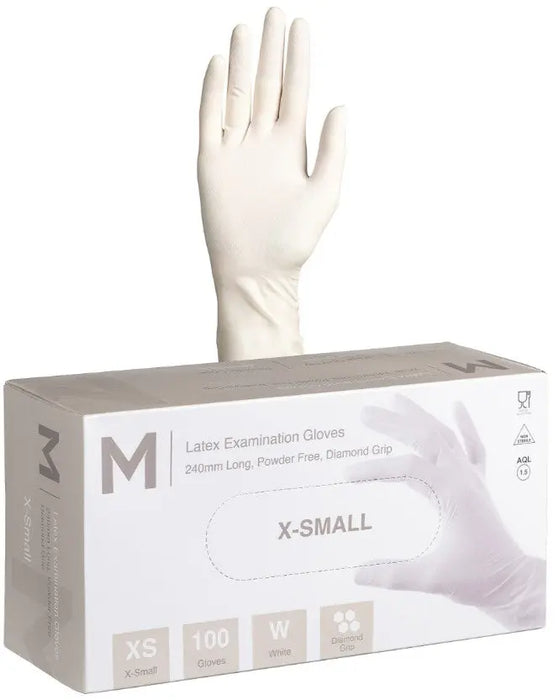 Matthews Latex White Diamond Gloves 8.0g - 10x100 Pack  Disposable Gloves