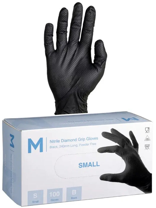 Matthews Nitrile Black Diamond Gloves 9.0g - 10x100 Pack  Disposable Gloves