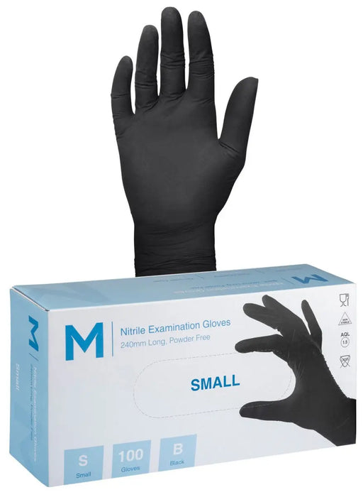 Matthews Nitrile Black Gloves 7.0g - 10x100 Pack  Disposable Gloves