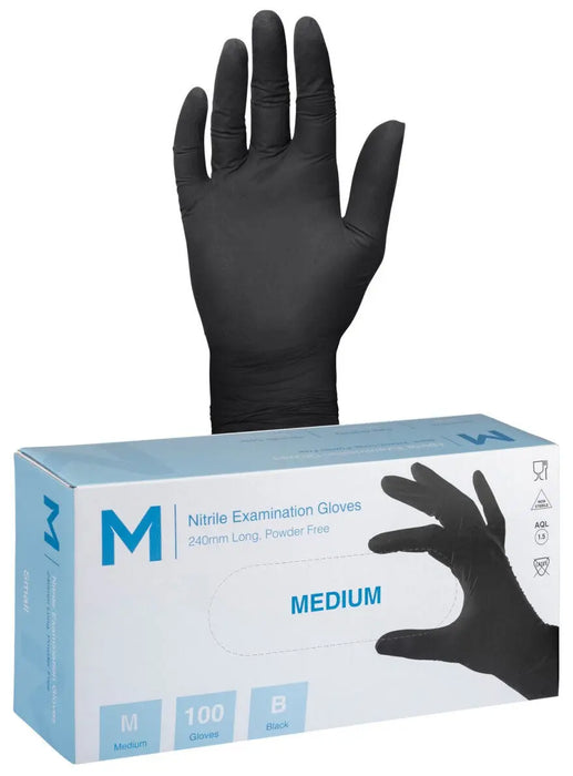Matthews Nitrile Black Gloves 7.0g - 10x100 Pack  Disposable Gloves