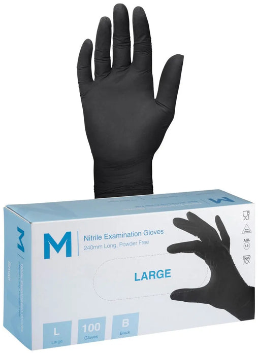 Matthews Nitrile Black Gloves 7.0g - 10x100 Pack  Disposable Gloves