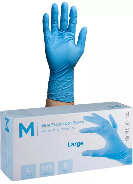Matthews Nitrile Long Cuff Sky Blue Gloves 6.0g - 10x100 Pack  Disposable Gloves