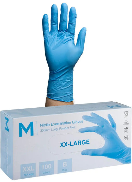 Matthews Nitrile Long Cuff Sky Blue Gloves 6.0g - 10x100 Pack  Disposable Gloves