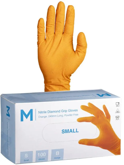 Matthews Nitrile Orange Diamond Gloves 9.0g - 10x100 Pack  Disposable Gloves