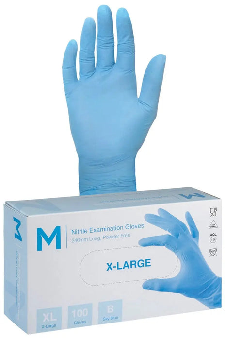 Matthews Nitrile Sky Blue Gloves 3.0g - 10x100 Pack  Disposable Gloves