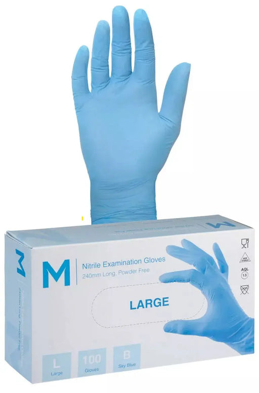 Matthews Nitrile Sky Blue Gloves 5.0g - 10x100 Pack  Disposable Gloves