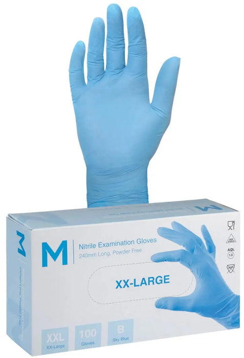 Matthews Nitrile Sky Blue Gloves 5.0g - 10x100 Pack  Disposable Gloves