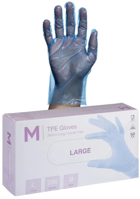 Matthews TPE Embossed Gloves Powder Free - Blue 2.0g - 10x200 Pack  Disposable Gloves