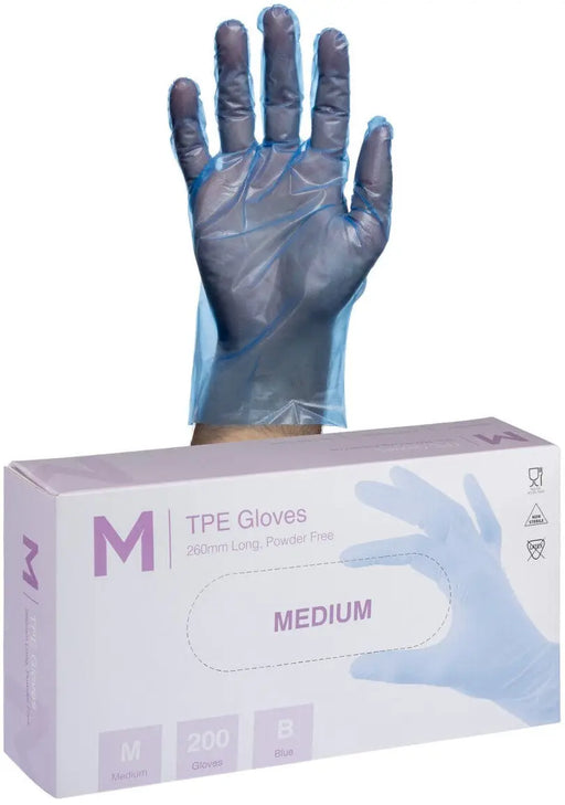 Matthews TPE Embossed Gloves Powder Free - Blue 2.0g - 10x200 Pack  Disposable Gloves
