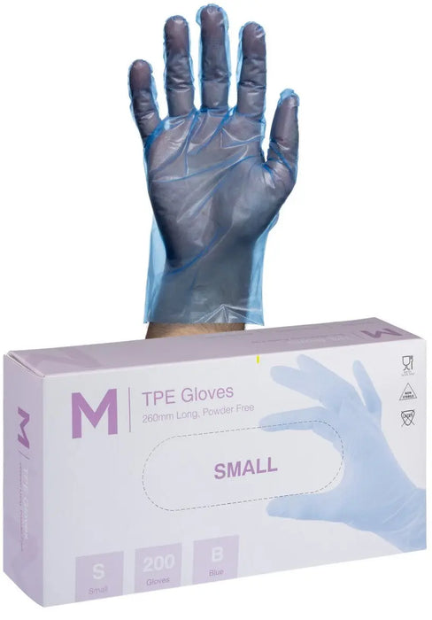Matthews TPE Embossed Gloves Powder Free - Blue 2.0g - 10x200 Pack  Disposable Gloves