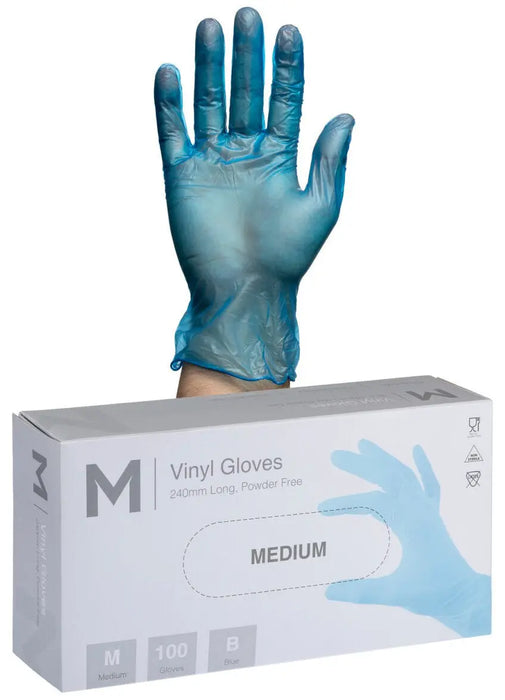 Matthews Vinyl Blue Gloves 5.0g - 10x100 Pack  Disposable Gloves