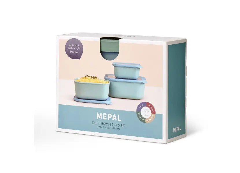 Mepal Cirqula Rectangle Large Set 3-Piece Nordic Sage  Meal Storage