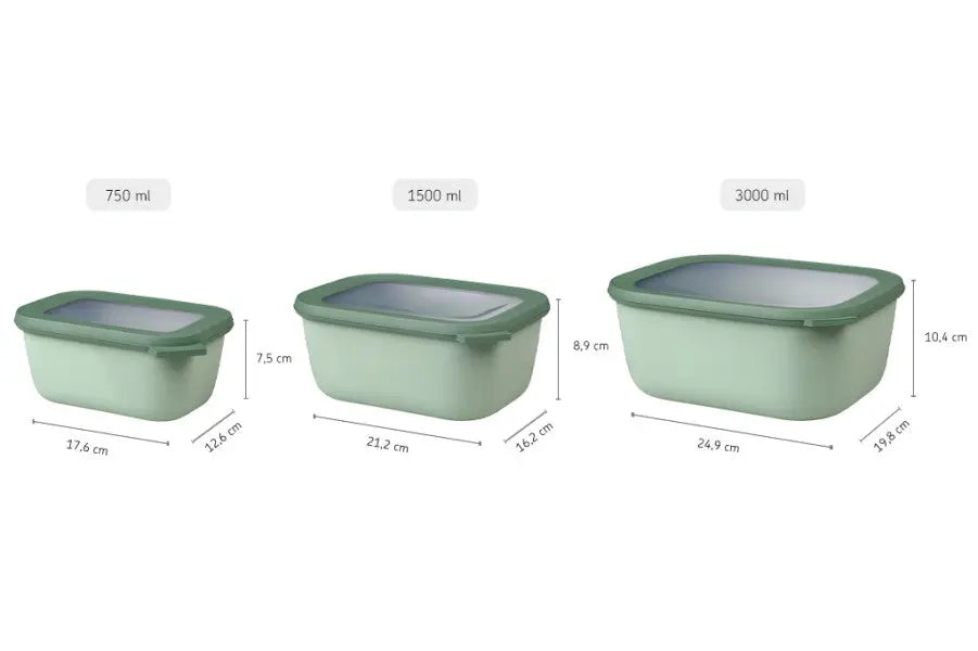 Mepal Cirqula Rectangle Large Set 3-Piece Nordic Sage  Meal Storage