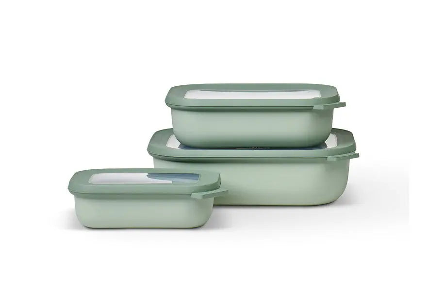 Mepal Cirqula Rectangle Small Set 3 Piece Nordic Sage  Meal Storage