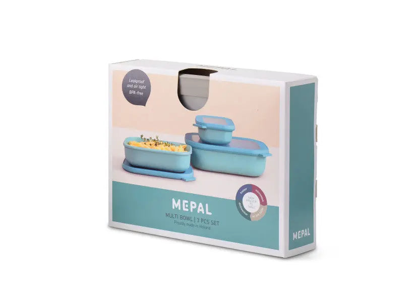 Mepal Cirqula Rectangle Small Set 3-Piece Nordic White  Meal Storage