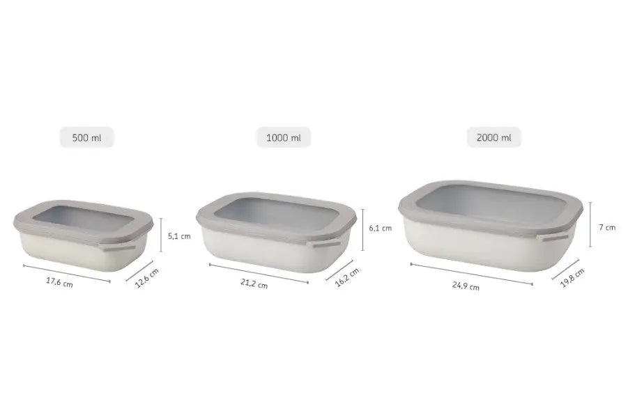 Mepal Cirqula Rectangle Small Set 3-Piece Nordic White  Meal Storage