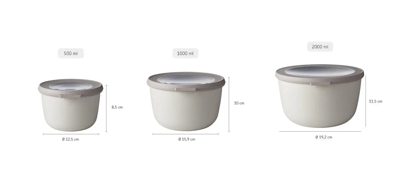 Mepal Cirqula Round Large Set 3 Piece Nordic White  Meal Storage