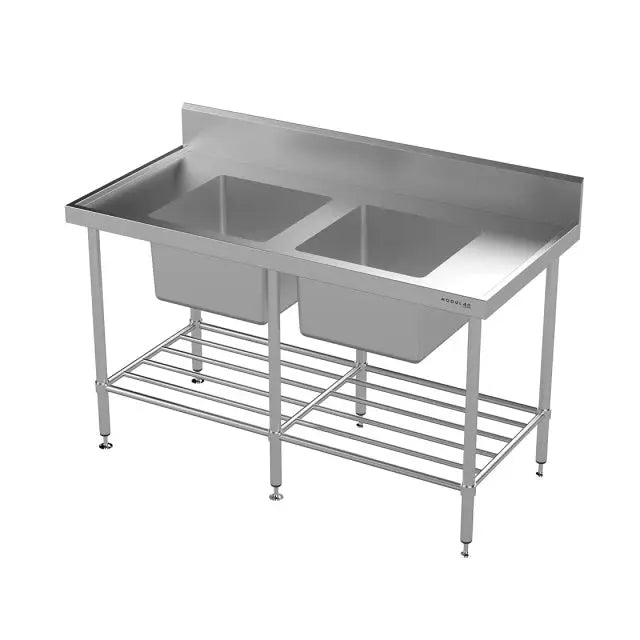 Modular Stainless Double Bowl Sink Bench  Modular Benches